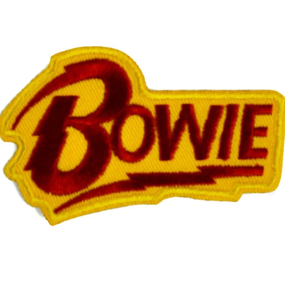 David Bowie Lightning Bolt Yellow Embroidered Iron on Patch Ziggy Stardust Goth - Picture 1 of 1